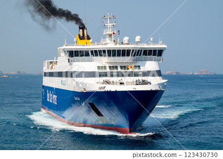 Blue Star Ferries Greek passanger transportation company providing ferry services between the Greek mainland and the Aegean Islands in Naxos, Greece 123430730
