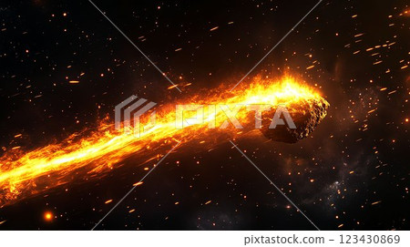 熾熱隕石衝過太空的壯觀景象 123430869