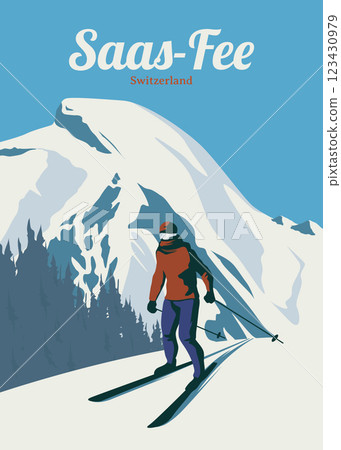 saas fee poster vintage at switzerland ski design. saastal poster design saas fee poster vintage at switzerland ski design. saastal poster design 123430979