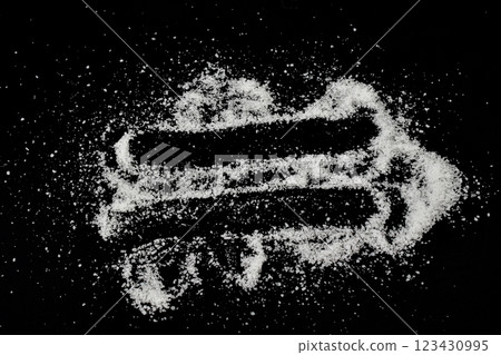 White salt crystals on the table. 123430995