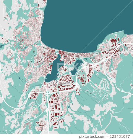 Map of Jonkoping, Sweden. Detailed city map with buildings, municipality area. Map of Jonkoping, Sweden. Detailed city map with buildings, municipality area. 123431077