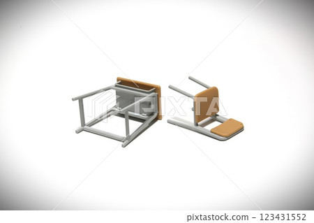 Miniature chairs and desks, school image, bullying, violence 123431552