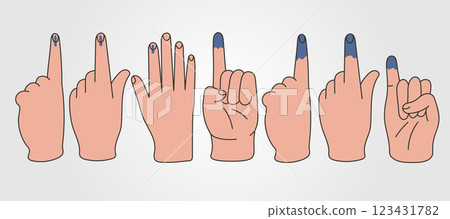 set of election ink mark vector illustration design. ink mark on hand after vote design 123431782