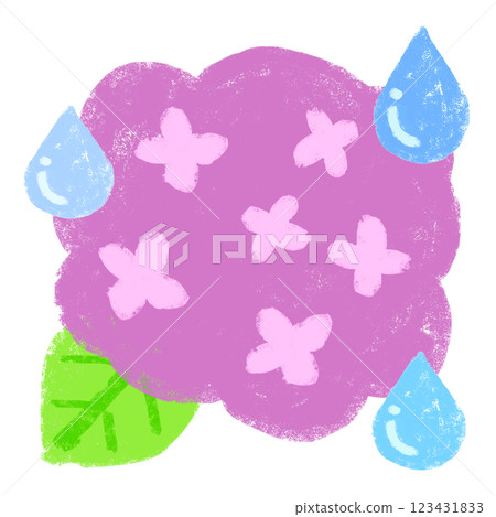 簡單的插圖,蠟筆觸感,繡球花季節 簡單的插圖,蠟筆觸感,繡球花季節 123431833