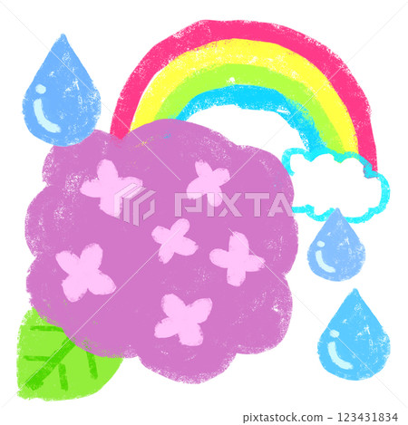 Simple illustration, crayon touch, hydrangea season 123431834