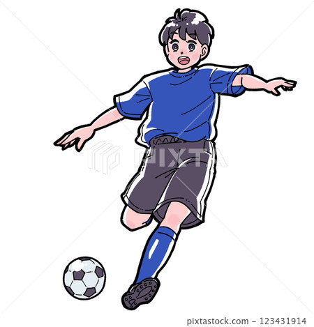 Illustration of a boy playing soccer 123431914