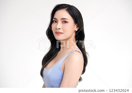 Beautiful young asian woman with clean fresh skin on white background, Face care, Facial treatment, Cosmetology, beauty and spa, Asian women portrait. Beautiful young asian woman with clean fresh skin on white background, Face care, Facial treatment, Cosmetology, beauty and spa, Asian women portrait. 123432024