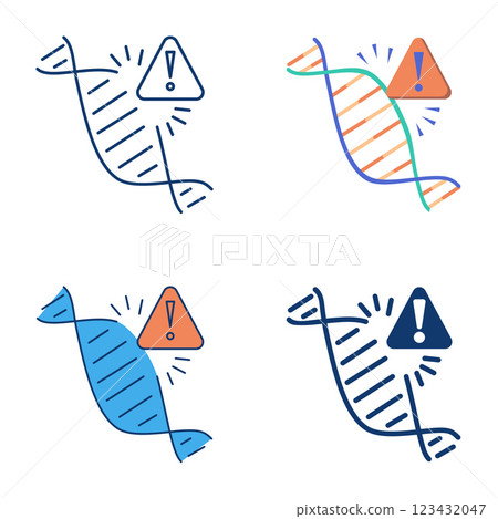 DNA break icon set in flat and line style DNA break icon set in flat and line style 123432047