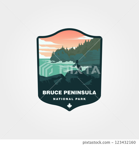 bruce peninsula national park vintage patch illustration design, canada national park print logo design bruce peninsula national park vintage patch illustration design, canada national park print logo design 123432160