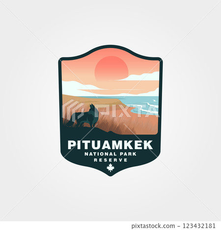 pituamkek national park reserve logo vintage illustration design, animal wildlife logo with sunset view illustration design pituamkek national park reserve logo vintage illustration design, animal wildlife logo with sunset view illustration design 123432181