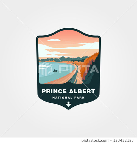 prince albert canada national park vintage logo design, a person is riding a canoe in the sea poster prince albert canada national park vintage logo design, a person is riding a canoe in the sea poster 123432183