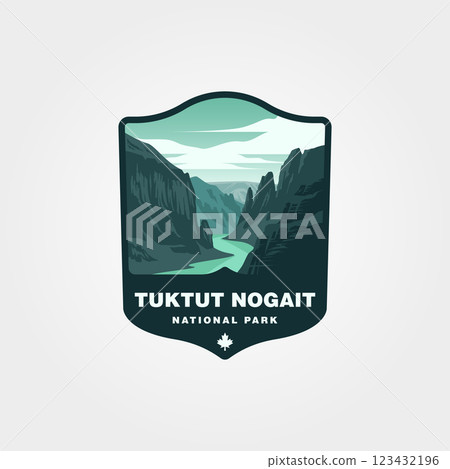 Tuktut Nogait National Park features a river canyon logo vector illustration design Tuktut Nogait National Park features a river canyon logo vector illustration design 123432196