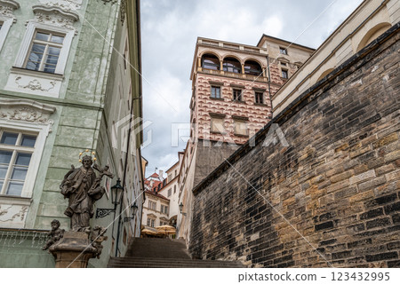 Mala Strana, charming historical district in Prague, Czech Republic 123432995