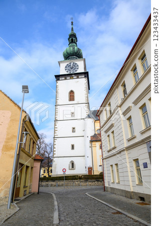 Cityscape of Trebic, old town in the Vysocina region in Moravia, Czech Republic 123433437