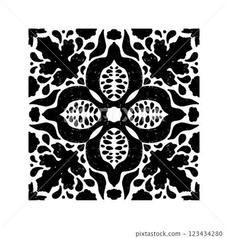 greeting card with openwork border, wreath of flowers 123434280