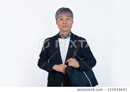 Studio white background senior man 123434643