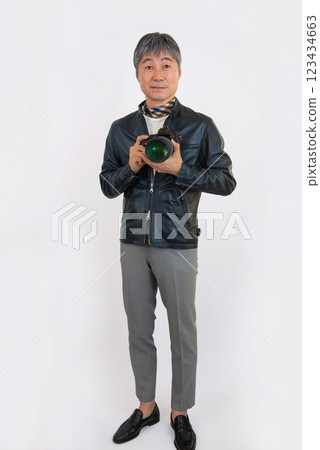 Senior, white background, camera, portrait Senior, white background, camera, portrait 123434663