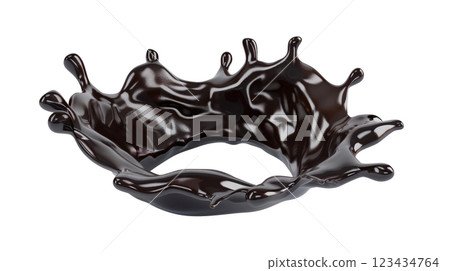 Realistic liquid chocolate long wave splash 123434764