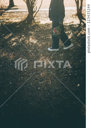 Evening park, walking feet, dark 123435244