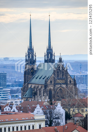 Cathedral of Saints Peter and Paul, Roman Catholic cathedral on the Petrov hill in Brno, Czech Republic 123435295