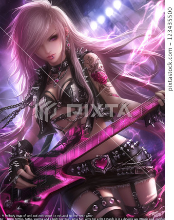 Sexy woman playing rock guitar 123435500