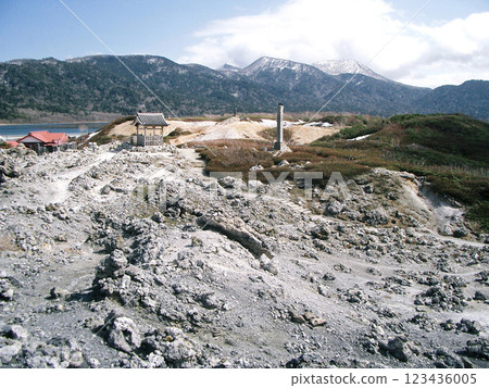 Muken Jigoku and Taishido Hall of Mount Osore in Mutsu City, Aomori Prefecture 123436005