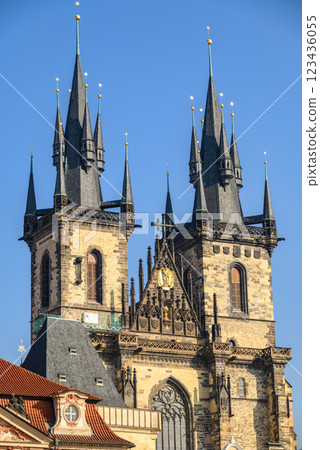 Gothic Church of the Mother of God before Tyn, popular tourist destination at the Old Town square in Prague, Czech Republic Gothic Church of the Mother of God before Tyn, popular tourist destination at the Old Town square in Prague, Czech Republic 123436055