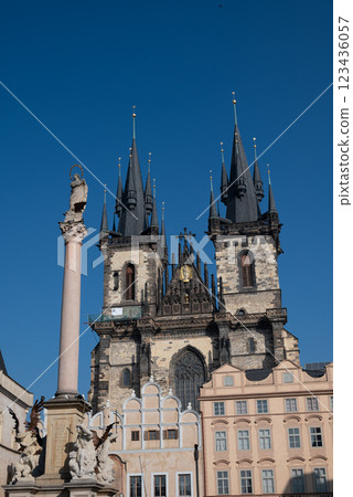 Gothic Church of the Mother of God before Tyn, popular tourist destination at the Old Town square in Prague, Czech Republic Gothic Church of the Mother of God before Tyn, popular tourist destination at the Old Town square in Prague, Czech Republic 123436057