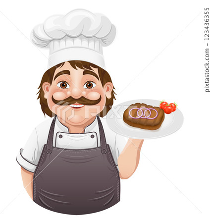 chef man preparing dishes and food in the kitchen vector illustration chef man preparing dishes and food in the kitchen vector illustration 123436355