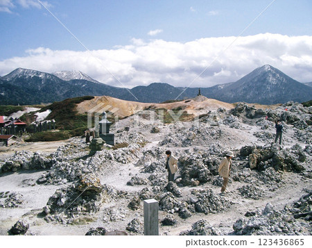 The hell of hell and the ossuary of Mount Osore in Mutsu, Aomori Prefecture 123436865