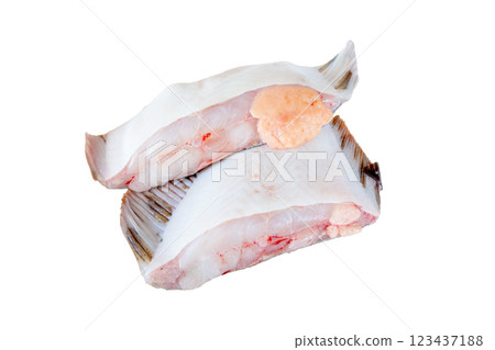 黑比目魚片 [白色背景，剪力] 123437188