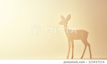 Minimalistic wooden deer silhouette 123437214