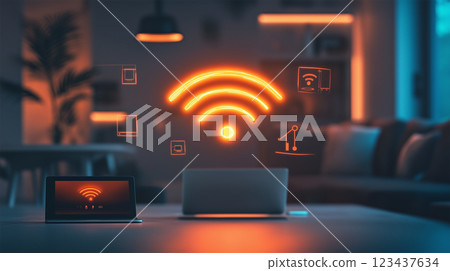 Smart Living – Home Network Connected by Wi-Fi 123437634