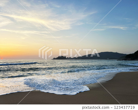 水晶濱海灘的日落 123437719