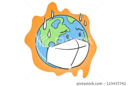 Illustration of Earth character wearing a mask 123437742