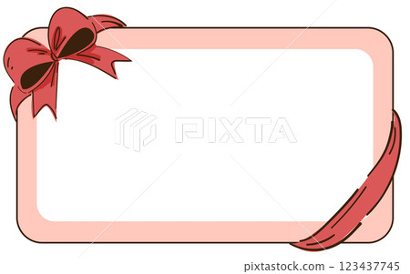Pink frame with a red ribbon Pink frame with a red ribbon 123437745