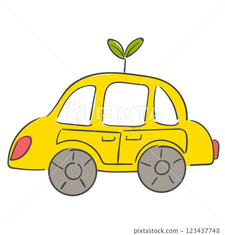 Illustration of yellow car with sprout 123437748