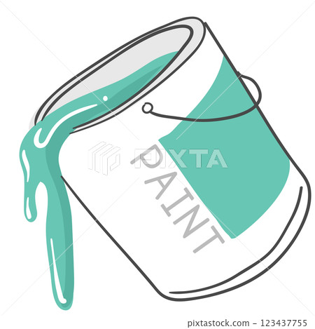 Illustration of a paint can with a flow of paint 123437755
