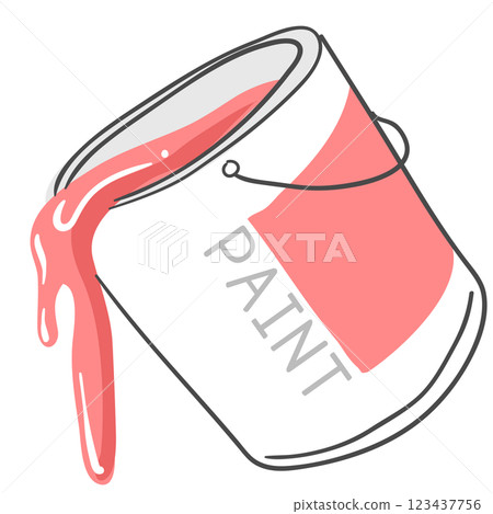 Illustration of a paint can with a flow of paint 123437756