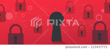 Cyber security  concept  with lock and other elements of protection your data 123437772