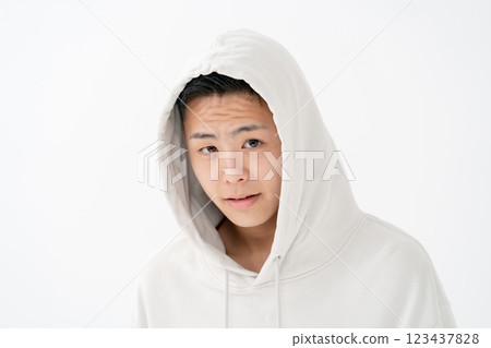 男孩, 青少年, 肖像, 連帽衫 123437828