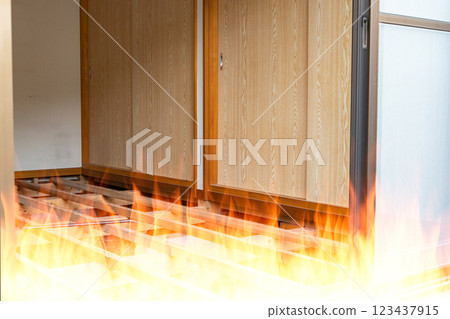 Burning room house fire 123437915