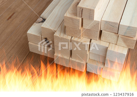 Burning wood 123437916