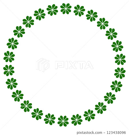 Round frame of abstract green clover leaves isolated on a transparent background. Perfect for St. Patrick's Day designs and holiday decorations. High resolution vector illustration Round frame of abstract green clover leaves isolated on a transparent background. Perfect for St. Patrick's Day designs and holiday decorations. High resolution vector illustration 123438096