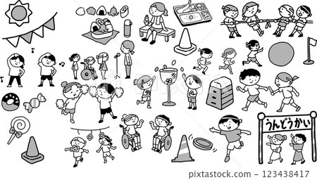 Sports day illustration monochrome 123438417