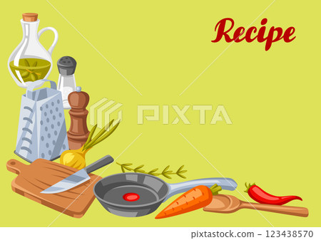 Background with kitchen utensils. Cooking tools for home and recipe items. 123438570