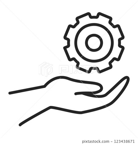 Human hand and gear line icon vector isolated Human hand and gear line icon vector isolated 123438671