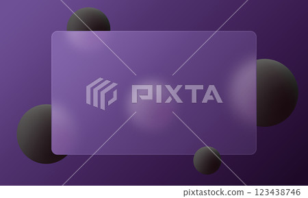 Abstract background with glass morphism effect. Presentation screen with glass overlay effect on floating gradient spheres. 123438746