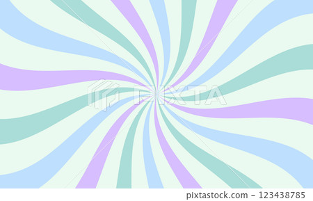A dynamic abstract design of wavy colored stripes on a light background forming curved waves with a comic book style spinning effect. 123438785