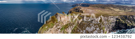 Aerial view of the cliffs of Horn Head at the wild atlantic way in Donegal - Ireland. 123438792